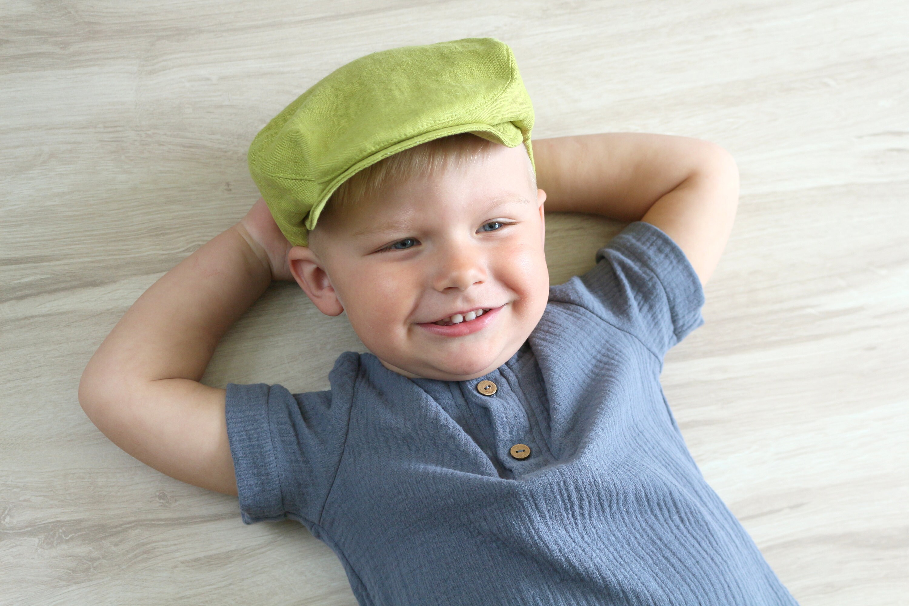 Page boy linen flat cap Herringbone hat Fathers day hat Boys Etsy