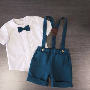 Boys carrier shorts, Ring bearer suit set, cotton shirt, Baby blessing clothes image 7