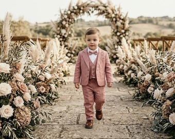 Ringträger Lachsanzug, Hochzeitsjacket-Outfit, Lange Hose, Zeremonienanzug