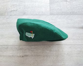 Newsboy Golf Cap, Boys Kelly Green Flat Hat, Page Boy Linen Hat