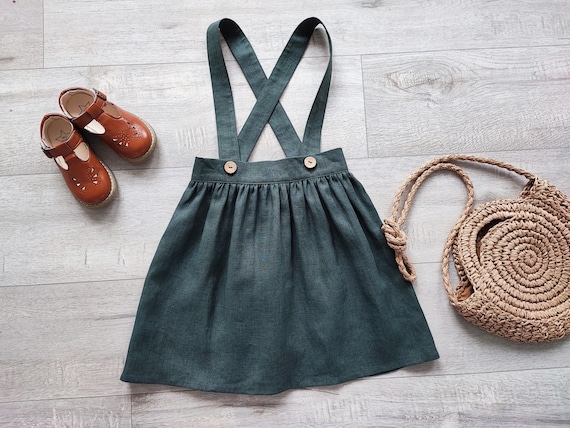 Girls Suspender Skirts Skirts With Straps Pinafore Dress Etsy