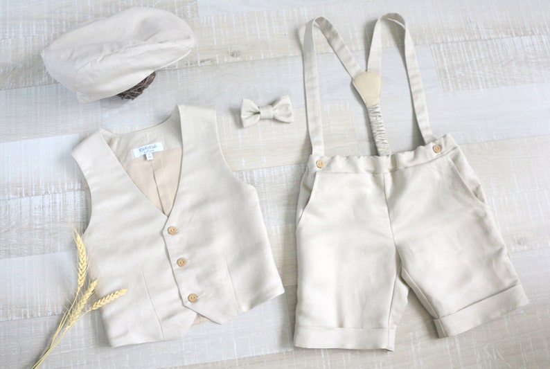 Page Boy Beige Outfit Blessing Clothes Baptism Baby Suit Etsy