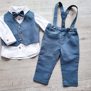 Boys wedding suit set, Toddler formal outfit, Ring bearer classic suit image 4