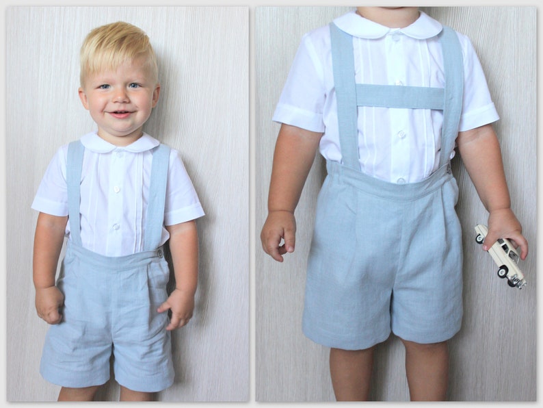 Boys Sage Green Shorts Shorts With Suspenders Blessing Baby Etsy