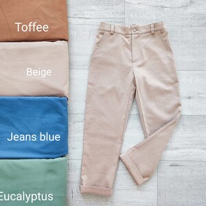 Unisex Beige Cotton Chino Pants: Long Jeans Trousers