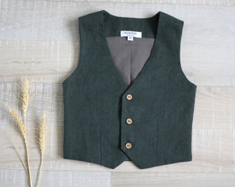 Baby boy linen vest, Kids waistcoat, Child vest