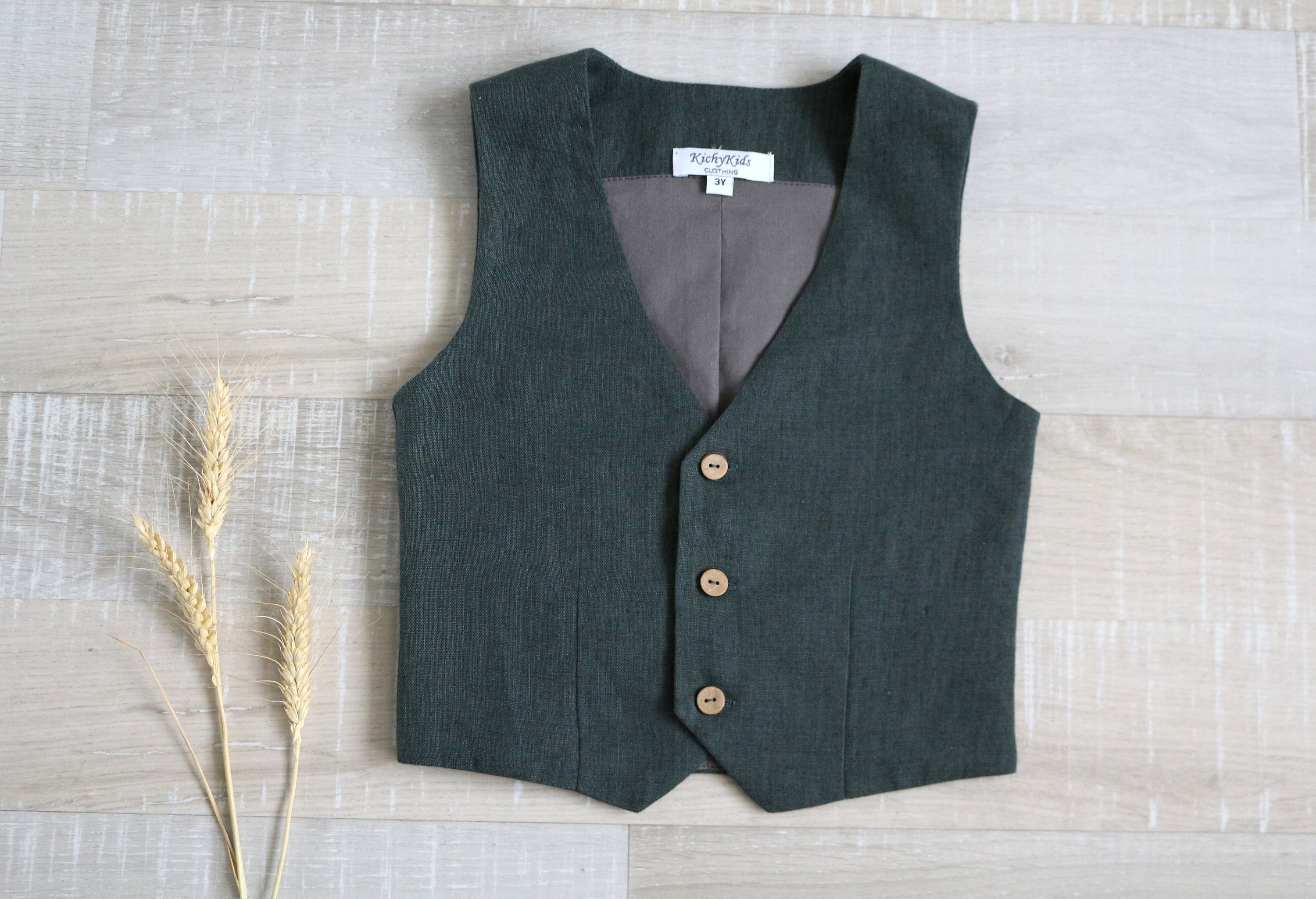 Baby boy linen vest, Kids waistcoat, Child vest, Ceremonial clothes, Wedding top