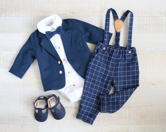 Baby boy suit set, blazer set ,ring bearer outfit a, pants with straps