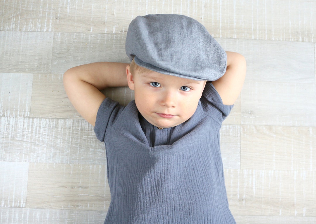 Boys Flat Hat Newsboy Linen Hat Ring Bearer Hat Toddler Page Boy Linen ...