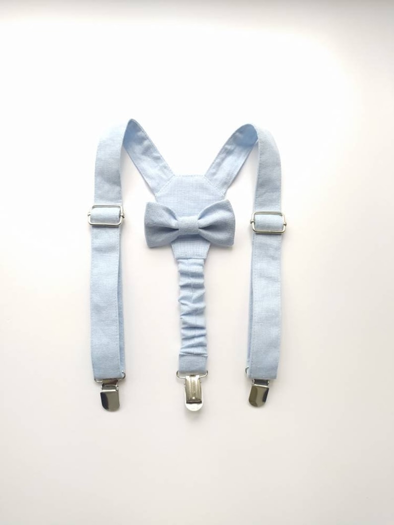 Boys suspenders with bow tie, Dusty rose straps and fly, Ring bearer toddler braces image 3