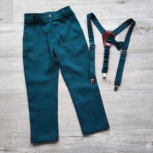 Lange Trägerhose + Fliege + Hosenträger, Kleinkind Hose mit Trägern, Pagen Outfit
