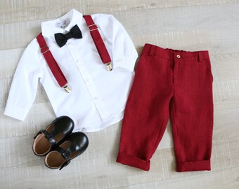 Page boy pants outfit, Toddler shirt + pants+ fly + straps, Ring bearer  clothes