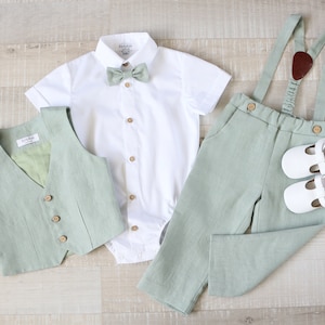 Ensemble costume eucalyptus bébé garçon, tenue bébé garçon page, chemise habillée pour garçon, vêtements de robe de baptême 16-Eucalyptus