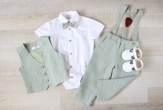 Conjunto de traje de eucalipto para ni o traje de beb Page boy