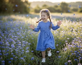 Abito con volant in lino per bambina, abito da sposa, abito per il primo compleanno