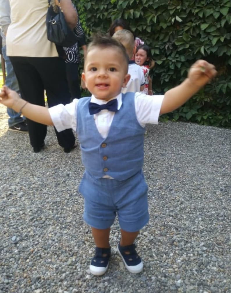Baby Boy Linen Vest Baptism Kids Waistcoat Toddler Vest Etsy