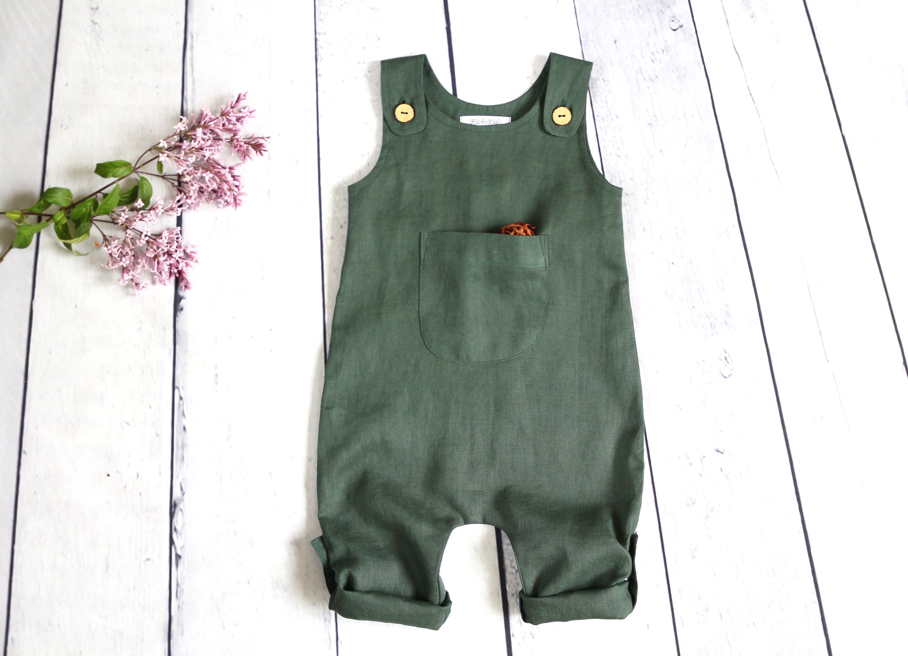 Baby Linen Overalls B Infant Romper Preemie Overall With Etsy