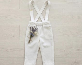 Personalized Baptism pants, Long trousers with initials, Ceremonial overall