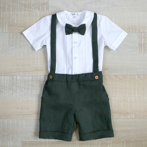 Boys carrier shorts, Ring bearer suit set, cotton shirt, Baby blessing clothes image 1