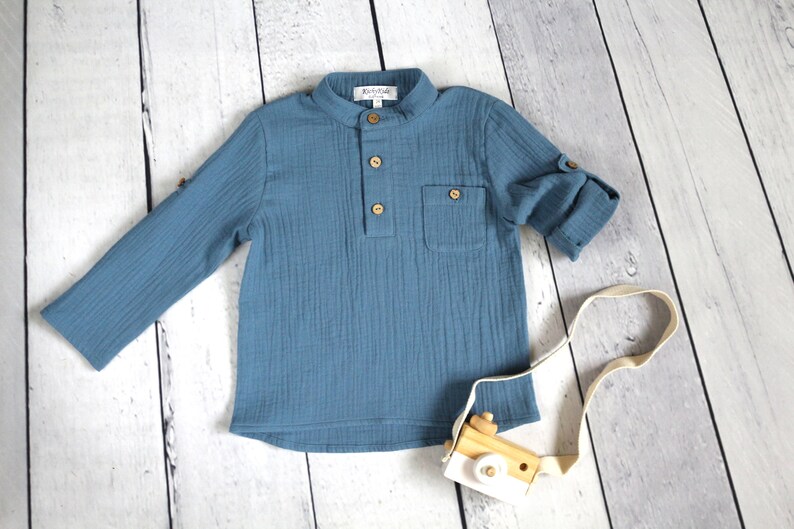Boy's Muslin Polo Shirt Henley Ocker Shirt Toddler Etsy