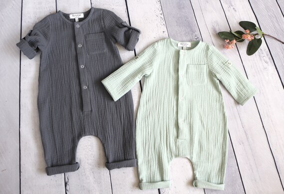 baby boy muslin romper