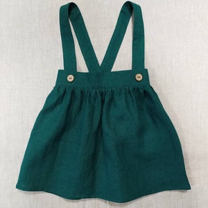 Faldas para niñas con tirantes, vestido de delantal para niños pequeños, faldas con tirantes de lino imagen 5