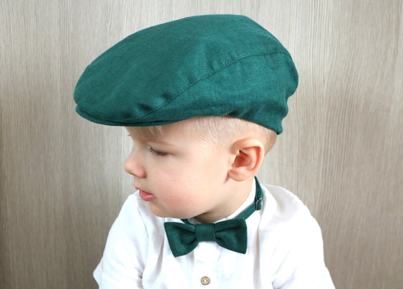 Newsboy Cap Baby Boy Brown Flat Hat Page Boy Linen Hat Etsy