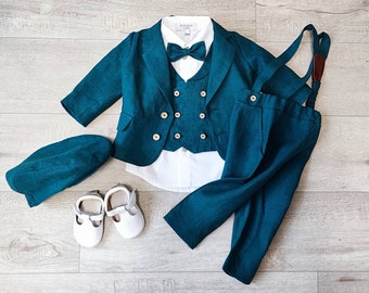 Tenue turquoise pour porte-anneaux, costume pour bébé garçon, costume de mariage pour tout-petit