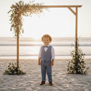 Boys wedding suit set, Toddler formal outfit, Ring bearer classic suit image 5
