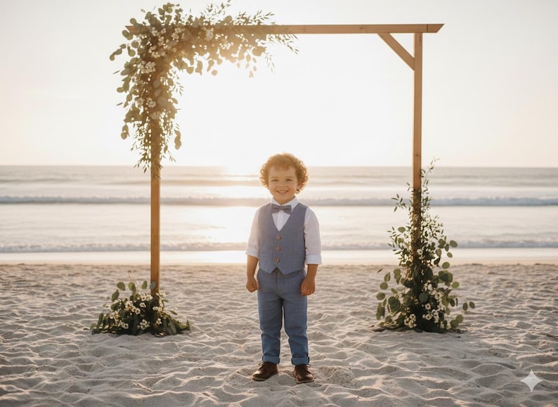 Boys wedding suit set, Toddler formal outfit, Ring bearer classic suit image 5