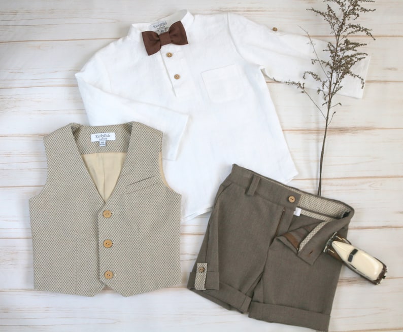 Page boy brown suit set toddler classic outfit baptism boy Etsy