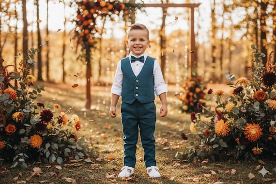 Boys wedding suit set, Toddler formal outfit, Ring bearer classic suit