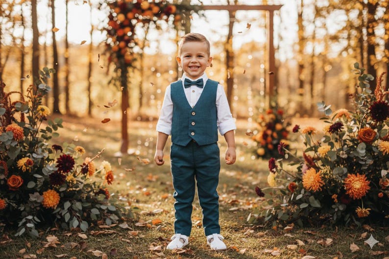 Boys wedding suit set, Toddler formal outfit, Ring bearer classic suit image 1