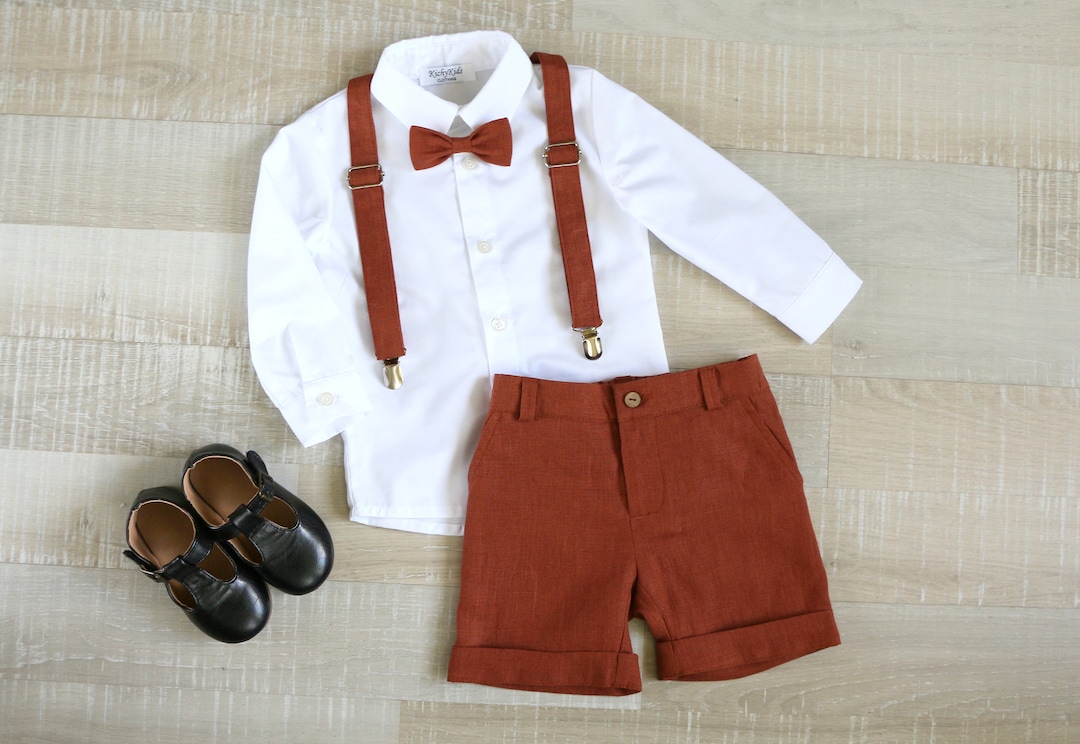 Page Boy Short Set, Toddler Shirt, Straps, Burnt Rust Set Etsy