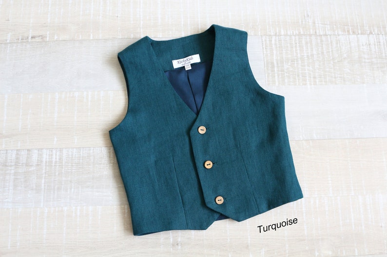Baby Boy Emerald Green Vest Baptism Waistcoat Toddler Linen Etsy