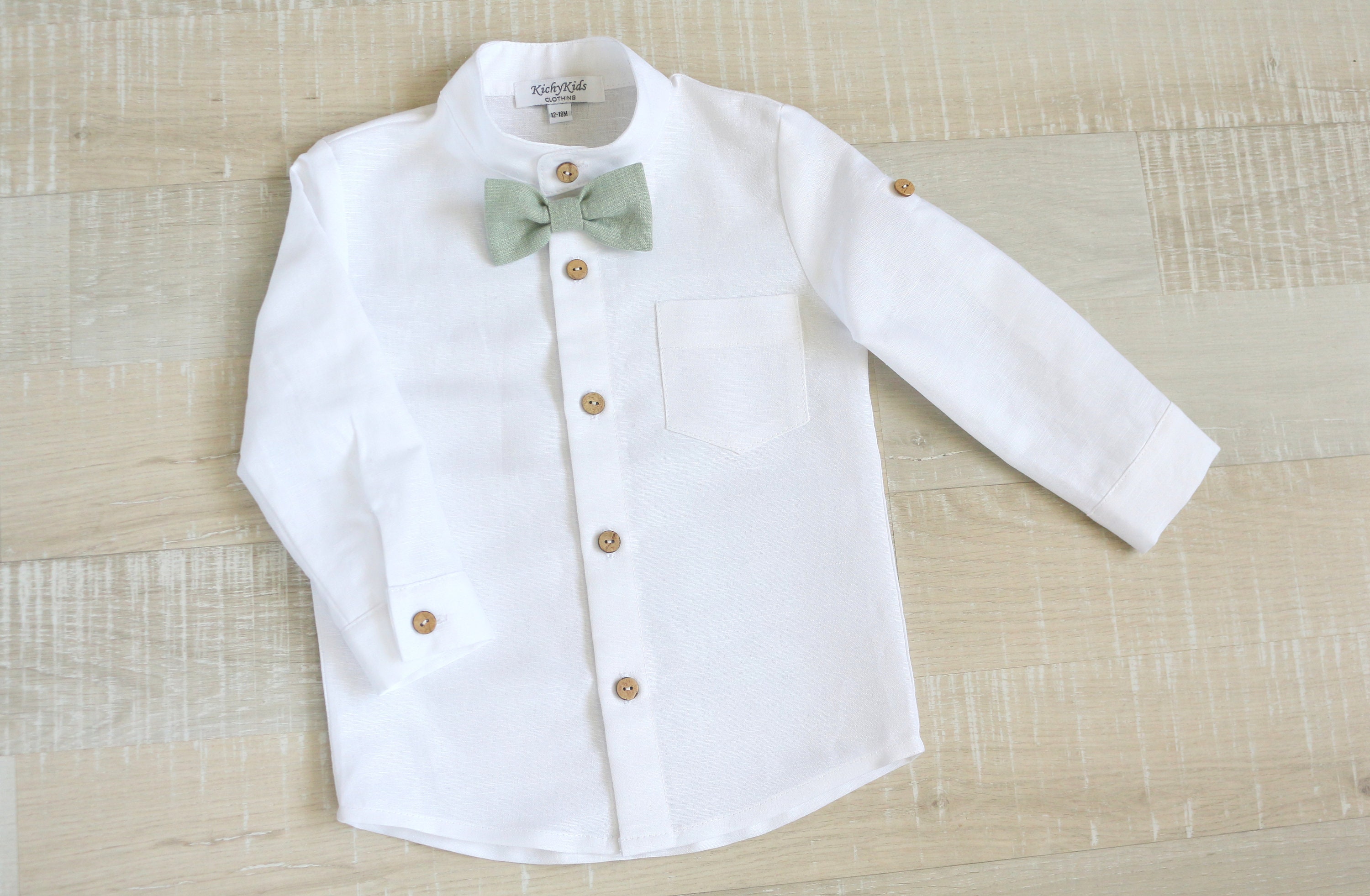 Baby Mandarin Collar Shirt Ring Bearer Long Sleeve Shirt | Etsy