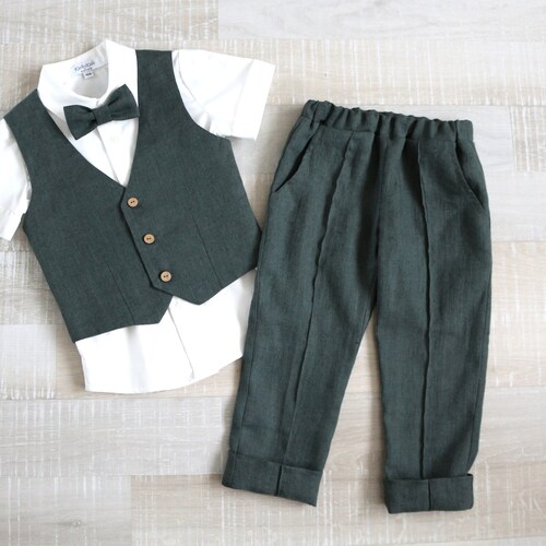 Ring Bearer Outfit Green Suit Toddler Suit Pants Vest Etsy