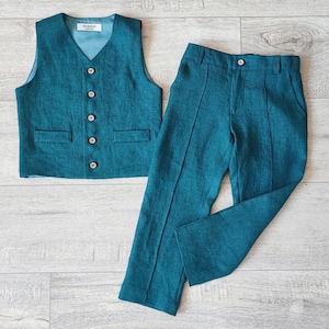 Boys pants with vest, Buttoned vest, Page boy pants