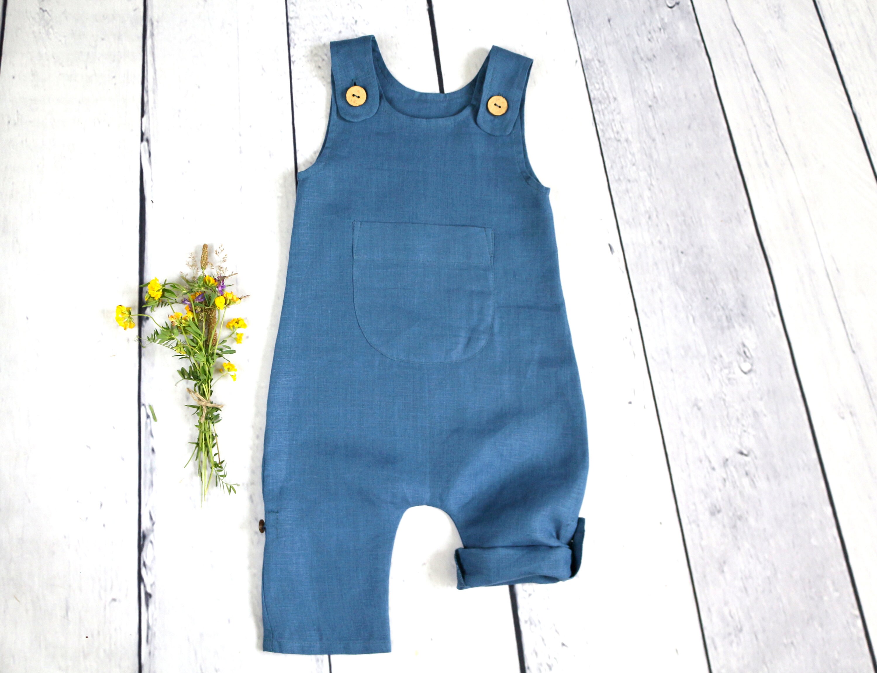 Baby Linen Overalls B Infant Romper Preemie Overall With Etsy