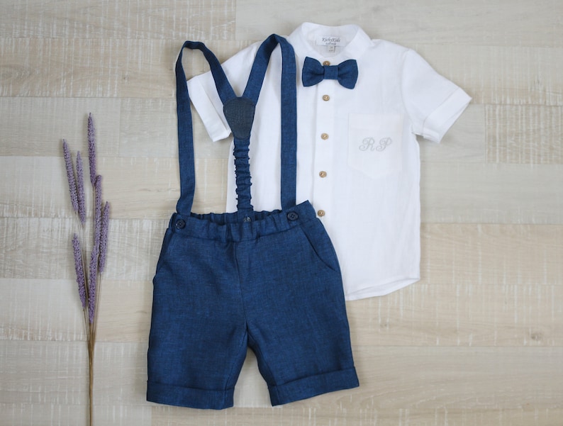 Boys Christening Clothes A Personalized Shirt Linen Carrier Etsy