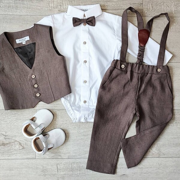 Baby Boy Brown Suit Etsy