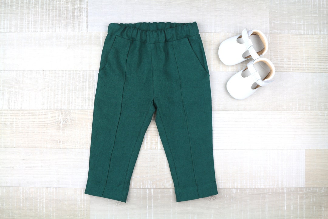 Boys Green Trousers Toddler Classic Pants Children Chino Etsy
