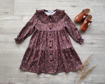 Vestido de novia floral para niñas, vestido vintage óxido, prenda con volantes para niños pequeños, vestido con estampado floral