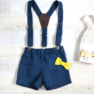 baby boy navy shorts with suspenders