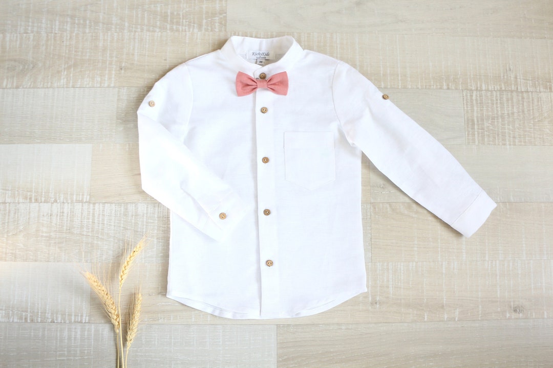 Boys Mandarin Collar Shirt Ring Bearer Long Sleeve Shirt Etsy