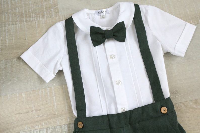 Boys carrier shorts, Ring bearer suit set, cotton shirt, Baby blessing clothes image 3