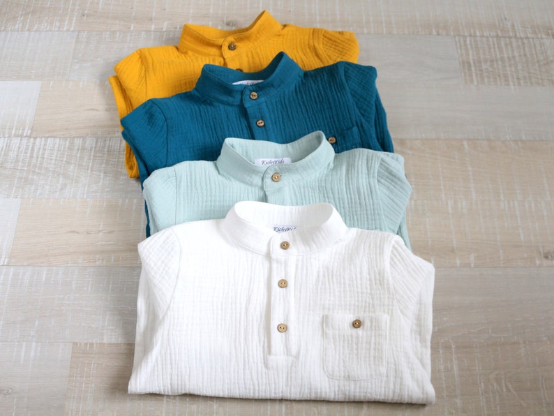 Boys Henley Shirt Muslin Polo Jumper Toddler Standup Collar Etsy