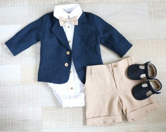 Baby boy blazer suit set a, bermudas shorts, shirt