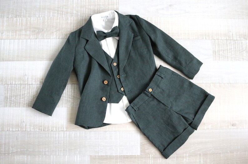 Boys Wedding Suit A Green Blazer Ring Bearer Outfit A Suit Etsy