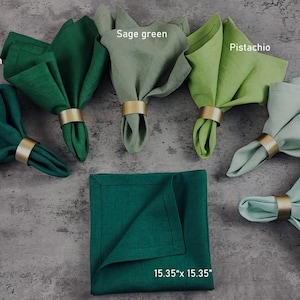 Tovaglioli di lino verde, Tovaglioli di lino morbido verde smeraldo, Tovaglioli grandi, Tanti colori, Tovaglioli da matrimonio, Stoviglie verde salvia